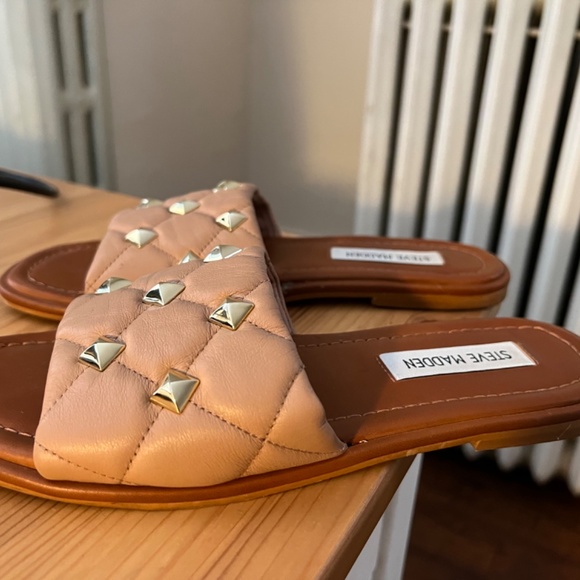 Steve madden studded slide sandals nude leather 6.5 - Picture 3 of 3